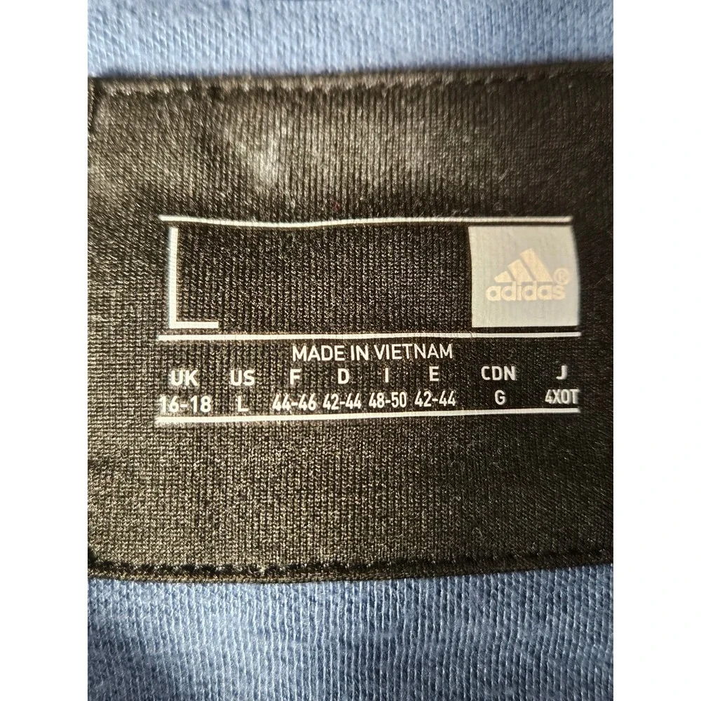 Adidas Mens Full Zip Hoodie Blue Heathered Performance Sweatshirt Large‎ RN88387